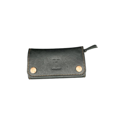 Pouch handmade, negru, piele 100% naturală